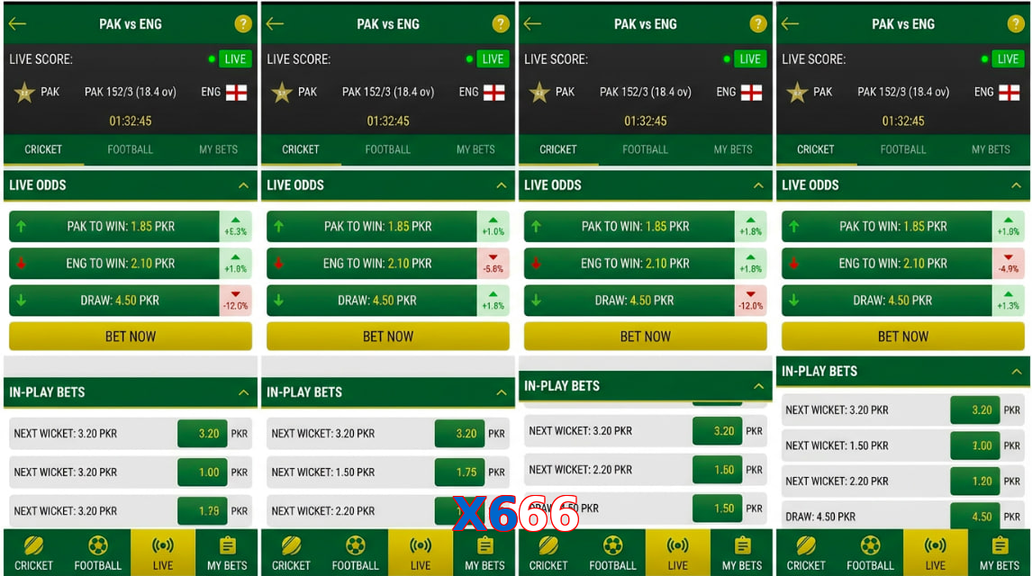 Game list for X666 bet section