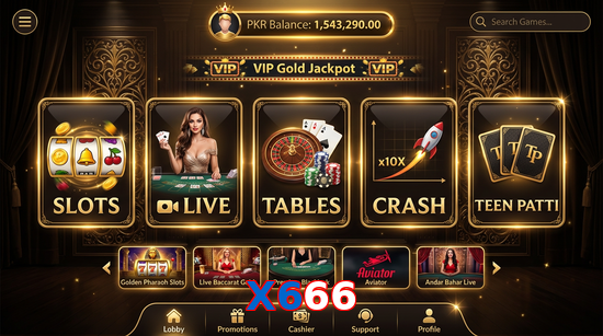 Main screen of X666 casino page for PK players